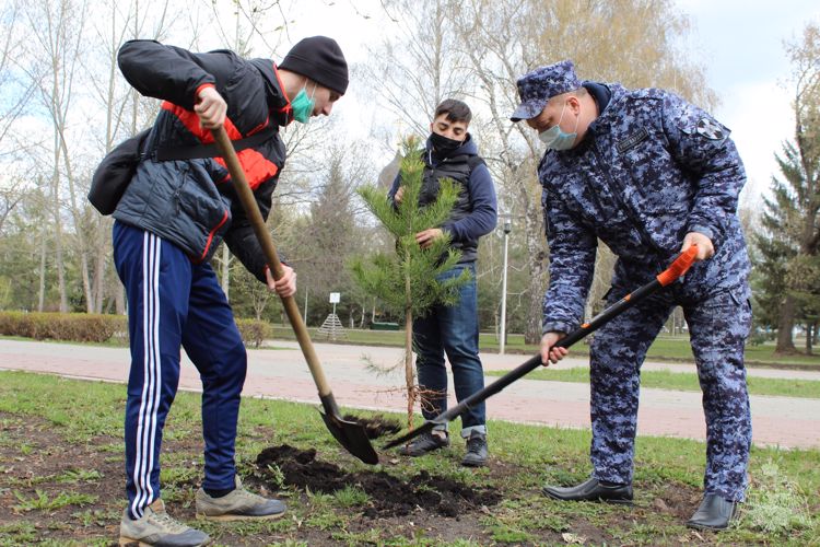 В Уфе росгвардейцы провели субботник на Аллее Памяти